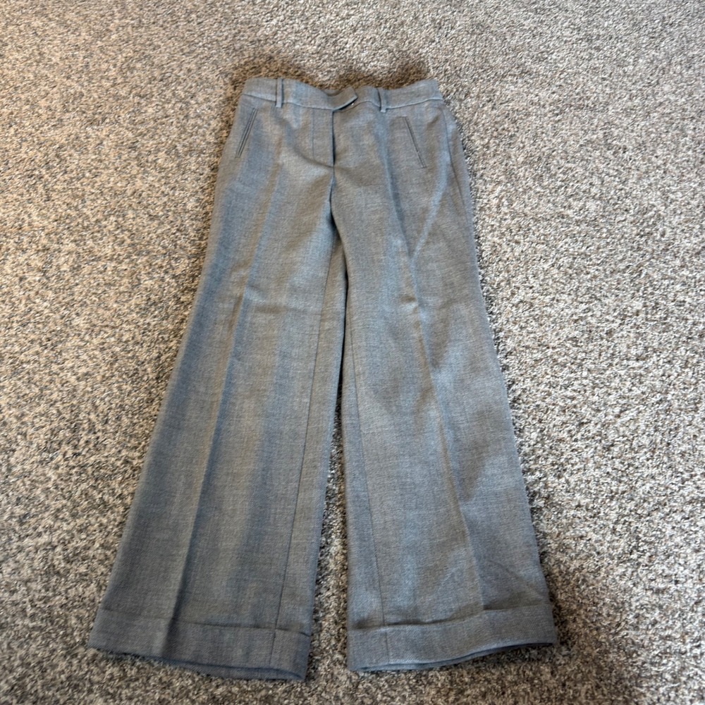 Ann Taylor LOFT Gray Wide Leg Cuffed Dress Pants Trousers 6P Petite